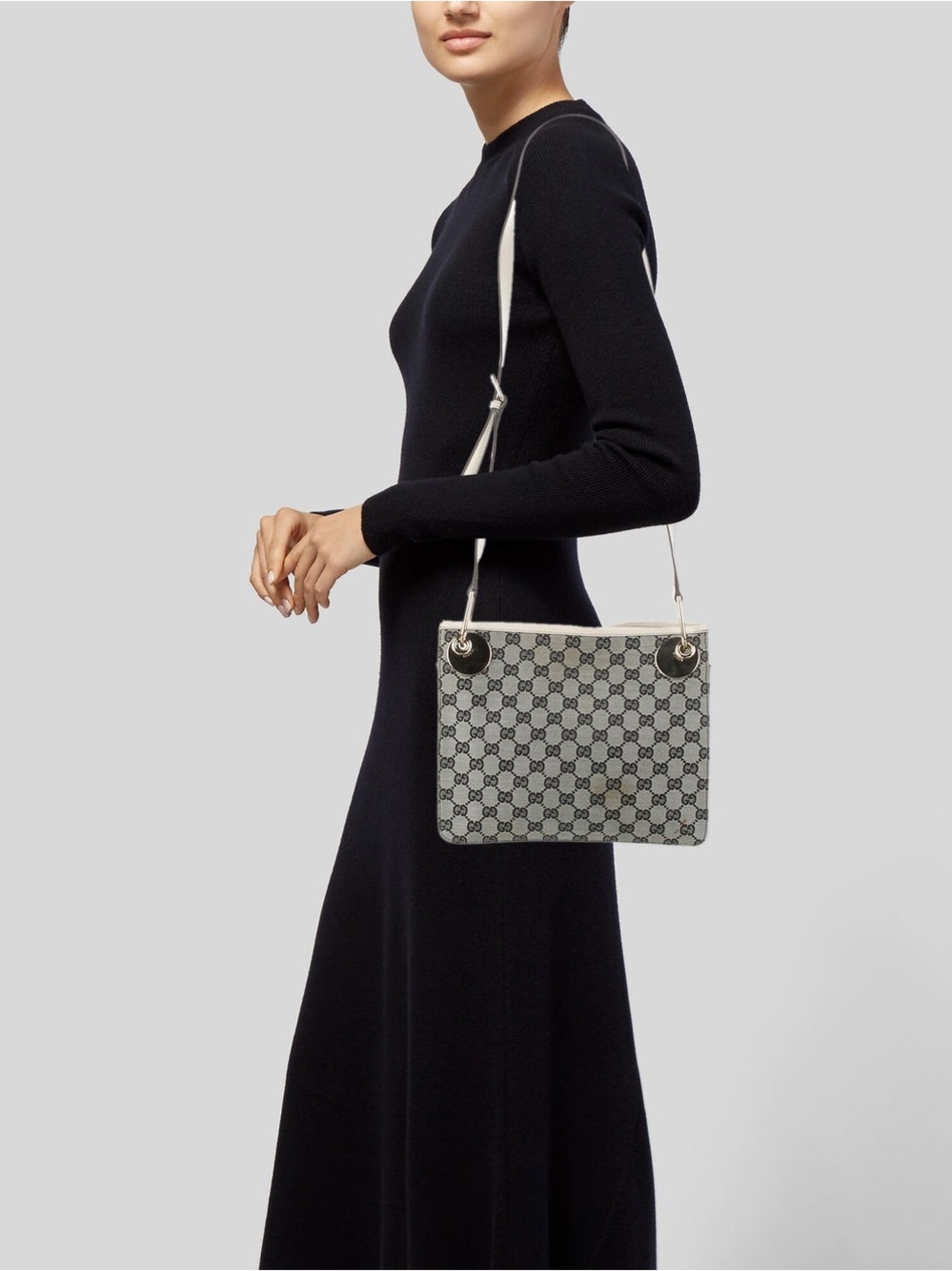 Gucci GG Supreme Eclipse Crossbody Bag with Ivory Strap